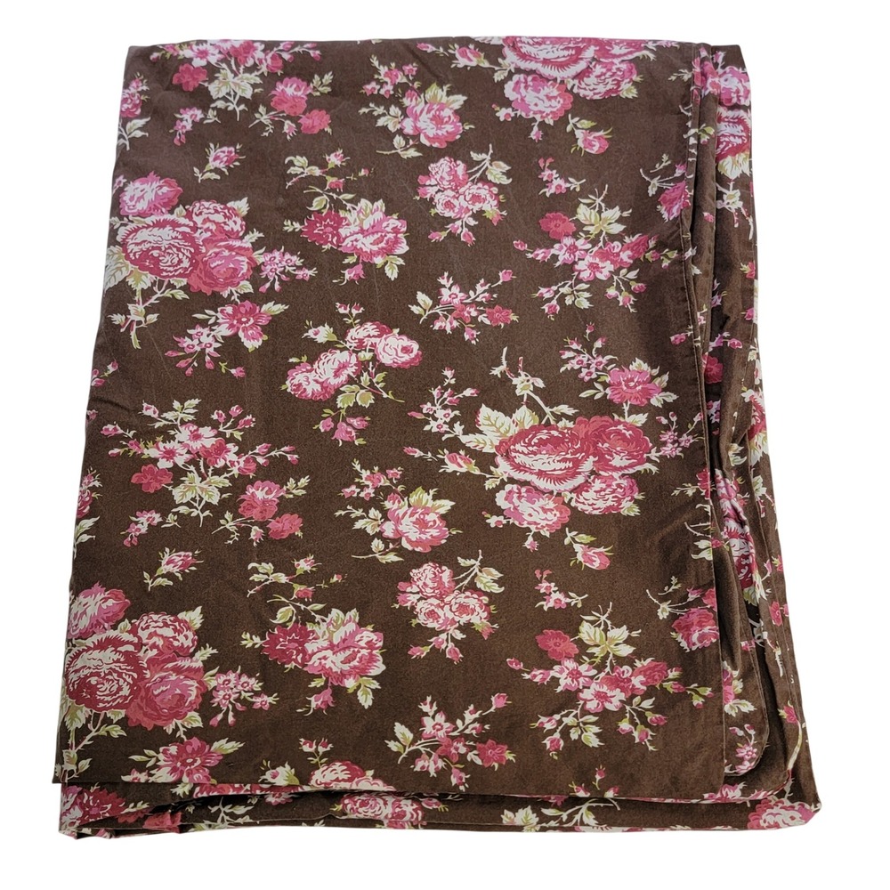 PBteen Pottery Barn Twin Duvet Cover Brown Pink Floral Organic Cotton 2011 boho